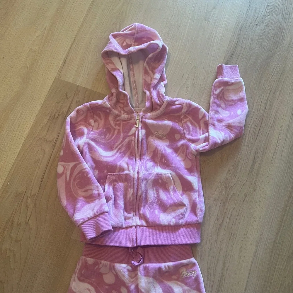 Juicy Couture Kids Purple Marble‎ Velour Tracksuit Hoodie Joggers Set 3T